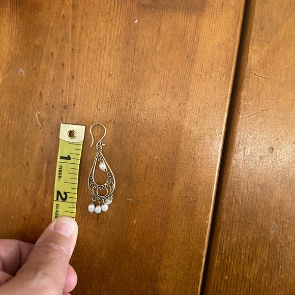 Sterling Silver Fresh Water Pearl Chandelier Earrings - Picture 6 of 7